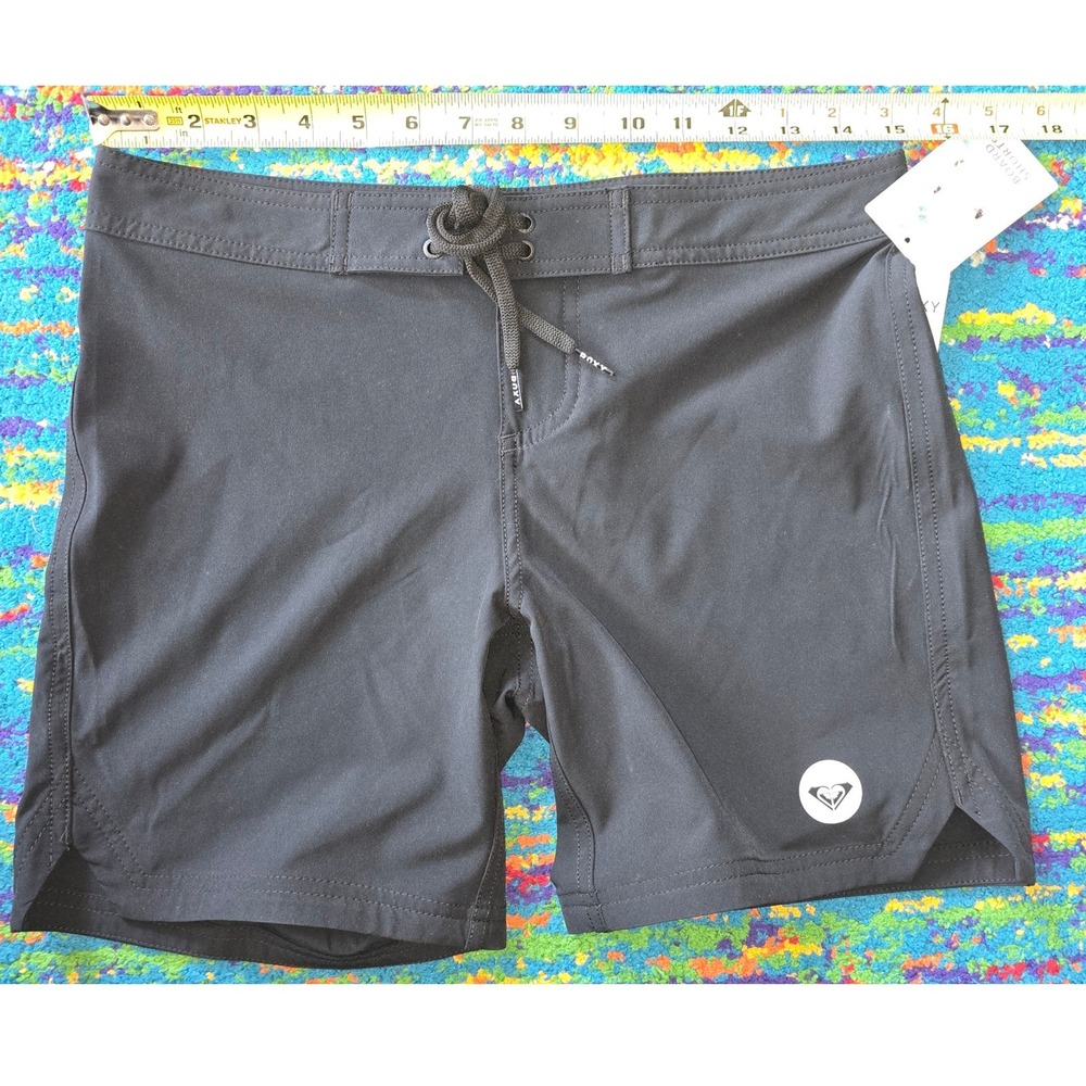 NWT Roxy Board Shorts Black To Dye 7 BS Recycled Stretch Womens XS